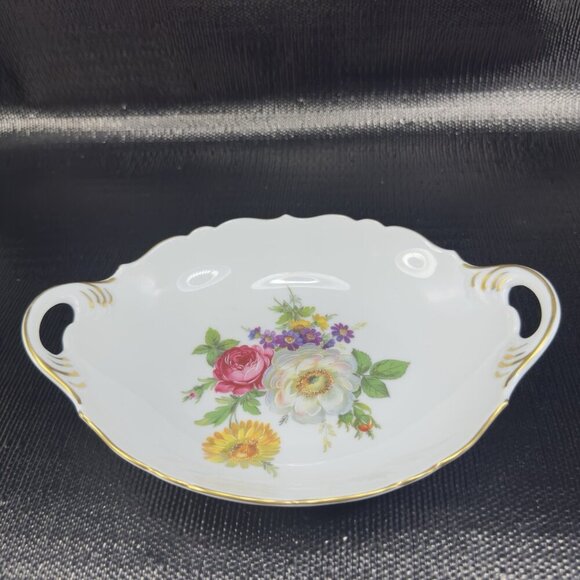 AK Kaiser Germany Gloria Fine Porcelain Dish Bowl With Handles Floral Pattern - Picture 11 of 14